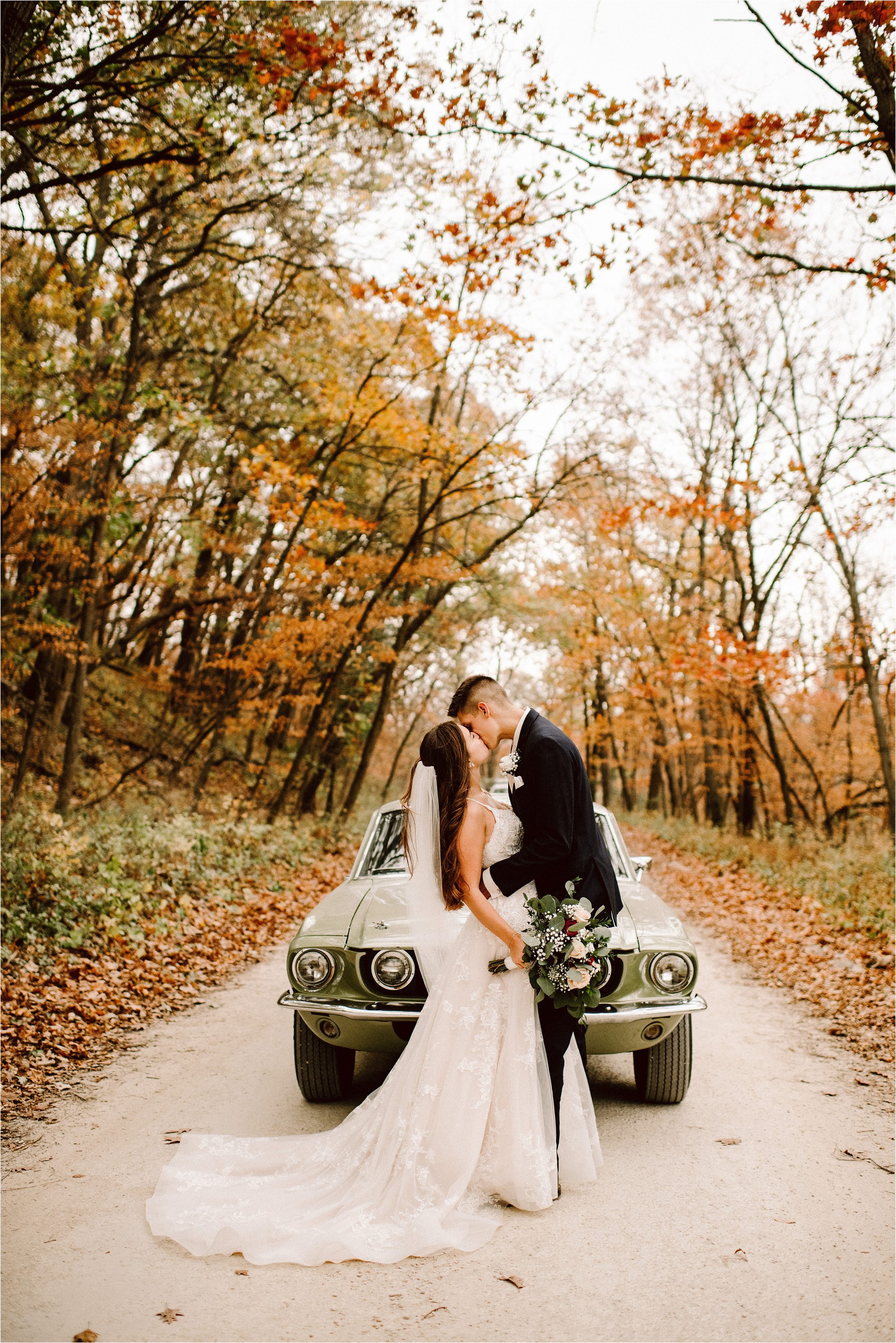 Vintage Car Wedding Photos Ford Mustang GT 500