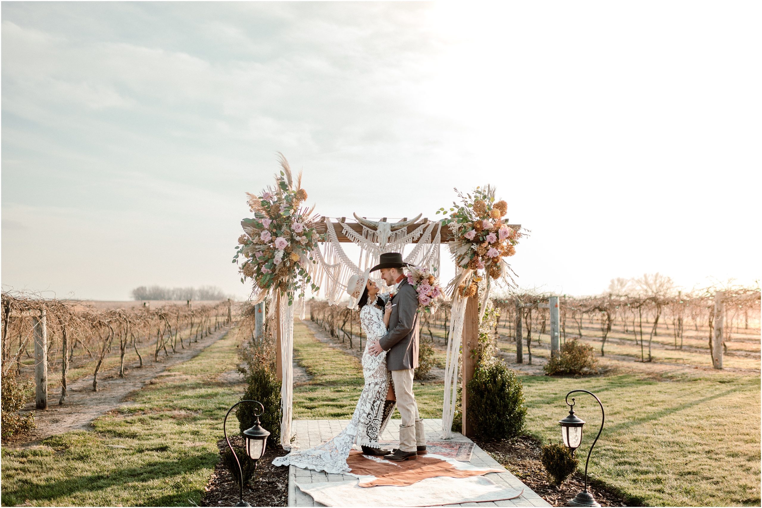 Harpors Vineyard Wedding Venue Copper Fringe Beauty Co Dame and Maiden Pretty Petunia Floral