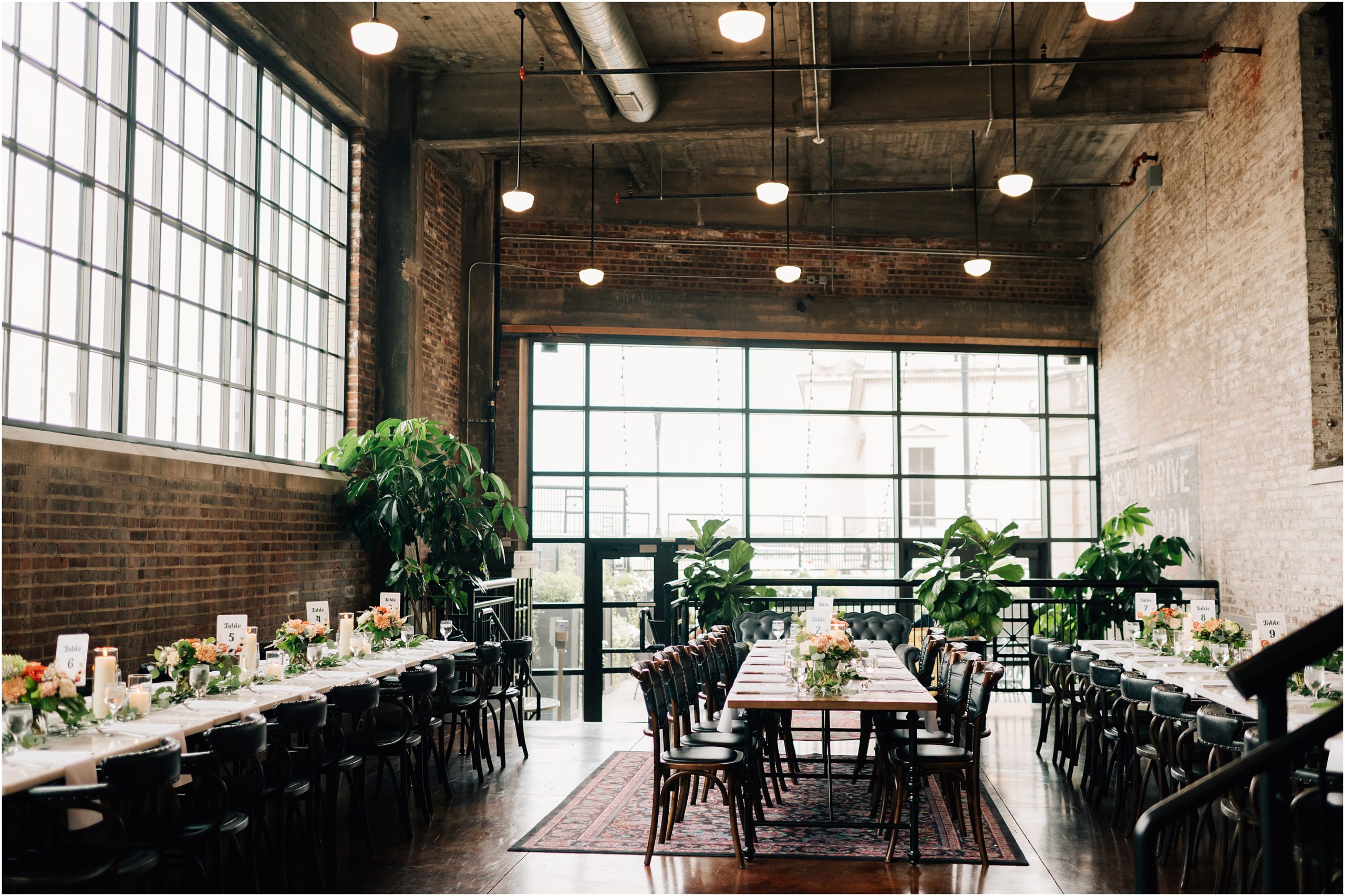 Cafe Postale serves as the perfect wedding venue in omaha NE for this simple and colorful wedding. Peach and burnt orange florals with brick walls. Photo by Anna Brace, who specializes in Omaha NE Wedding Photography. 