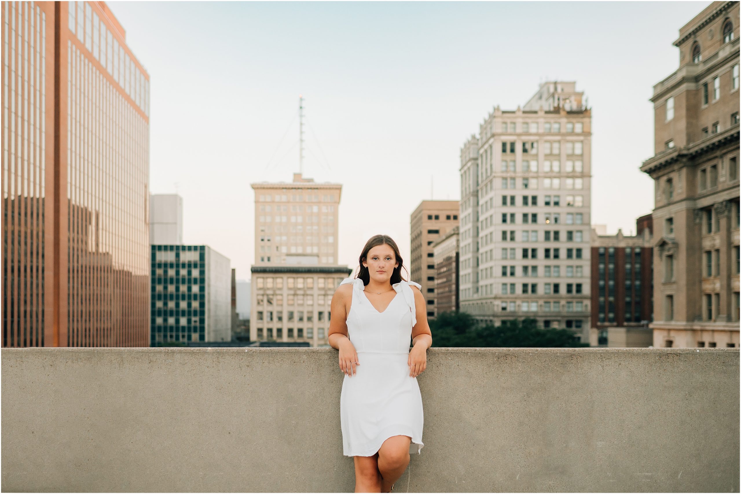 Rooftop senior pictures in Omaha